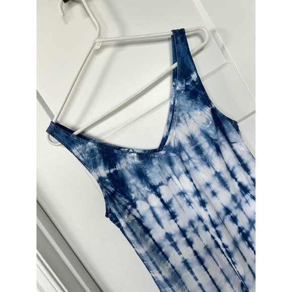 Cloth & Stone Women's Tie Dye Frayed Hem V-Neck Tank Top Blue White Size Small - Picture 3 of 13